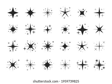 Sparkling star set. Twinkle star particles, glitter sparkles and magic sparkle.