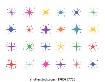 funkelndes Stern-Set. Sternpartikel, glitzernde Funkeln und magisches Funkeln zwinkern.