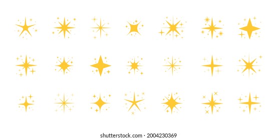 Sparkling star set. Twinkle star particles, glitter sparkles and magic sparkle.