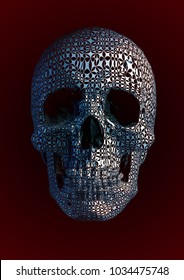 Sparkling star skull illustration styling on dark red background