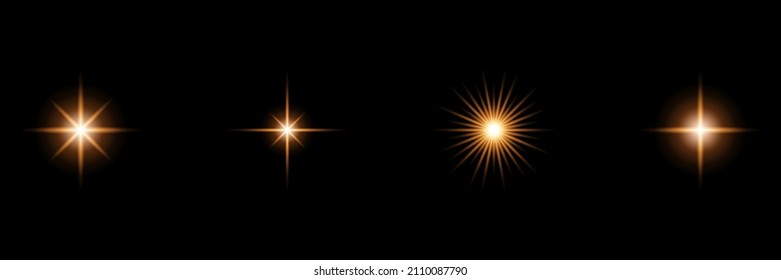 Sparkling star, vector glowing star light effect. Glitter magic star sparks. Vector illustration