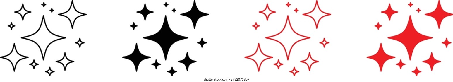 Sparkling starburst Icons line and solid, Twinkling decorative set vector Illustration.