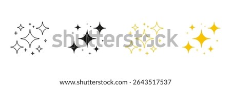 Sparkling Starburst Icons, Line And Solid Icon Set. Twinkling Decorative Symbols, Light And Shimmer Symbol Collection. Isolated Vector Illustration.