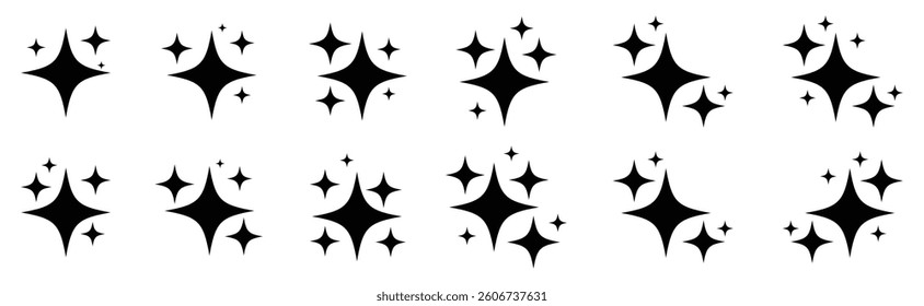 Sparkling Starburst Icons Set for Design Elements vector illustration on white background