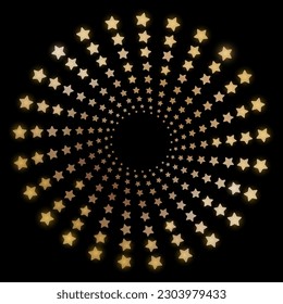 Sparkling starry golden background with rays on dark for award or win in casino or cinema