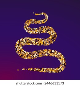 Vector Estrellado Brillante Fondo Púrpura. Patrón de confeti brillante brillante. Textura Star Shimmer.  Diseño de lluvia de efecto dorado.