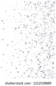 sparkling stars background, silver christmas lights corner confetti falling. magic shining Flying stars on night sky glitter cosmic backdrop, sparkle vector border.