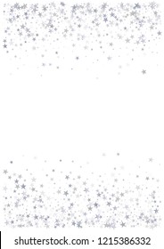 sparkling stars background, silver christmas lights corner confetti falling. magic shining Flying stars on night sky glitter cosmic backdrop, sparkle vector border.