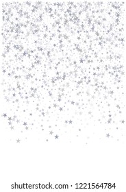 sparkling stars background, silver christmas lights corner confetti falling. magic shining Flying stars on night sky glitter cosmic backdrop, sparkle vector border.