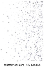 sparkling stars background, silver christmas lights corner confetti falling. magic shining Flying stars on night sky glitter cosmic backdrop, sparkle vector border.