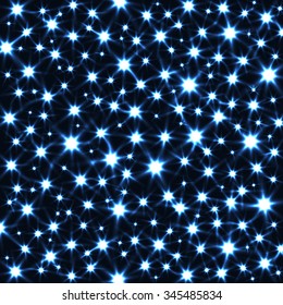 Sparkling Stars in Dark Vector Background. Abstract Magic Texture.