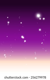 Sparkling stars falling background vector decoration template - Vector falling glitters on purple background illustration