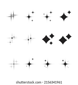 Sparkling stars shape vector symbols isolated flat style. vector illustration on white background.