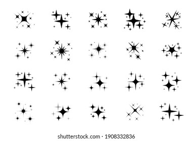 Sparkling stars. A shimmering star and glittering element on white background.