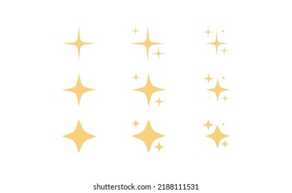 Sparkling stars and shiny glitter stars set flat vector illustration.	
