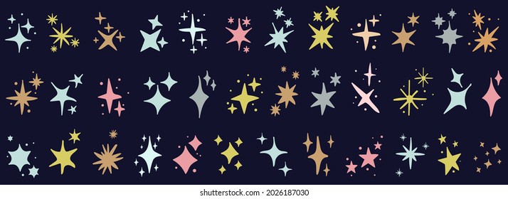 Sparkling stars. Sparkling star collection. Stars set