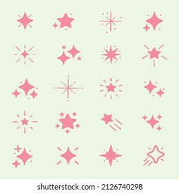 Sparkling stars vector icon set in flat brown style Free Vector