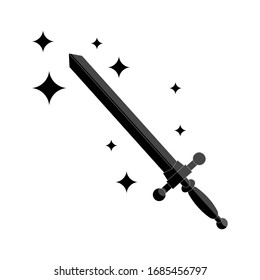 Un icono de espada brillante, una espada mágica o la espada de un mago. Ilustración vectorial.