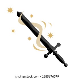 A sparkling sword icon, a magic sword or a magician's sword. Vector illustration.