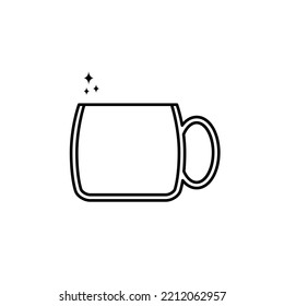 sparkling tea or coffee mug cup glass icon on white background. simple, line, silhouette and clean style. black and white. suitable for symbol, sign, icon or logo