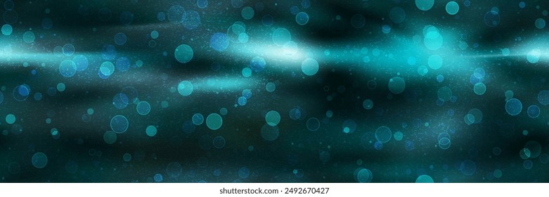 Patrón sin fisuras de degradado azul verde azulado brillante con efecto bokeh. Fantástica bolsa con burbujas y círculos borrosos. Ilustración vectorial Abstractas con malla degradada y textura superpuesta