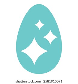 Sparkling Teal Happy Easter Egg Adorned with White Starts