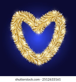 A sparkling tinsel heart on a dark background. Vector illustration. It can be used in web design, social media, and print.
