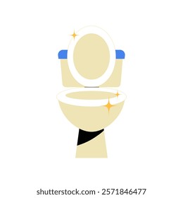 Sparkling Toilet In Flat Vector Illustration Symbolizing Hygiene, Cleanliness, And Bathroom Maintenance, Isolated On White Background