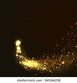 Sparkling transparent glittering abstract background; Comet flying card background. Vector illustration