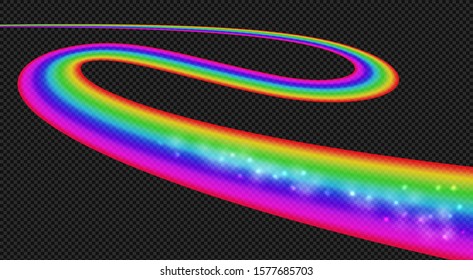 Sparkling Transparent Rainbow Colored Bending Ribbon or Path