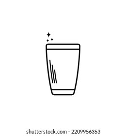 sparkling tumbler or glassware icon on white background. simple, line, silhouette and clean style. black and white. suitable for symbol, sign, icon or logo
