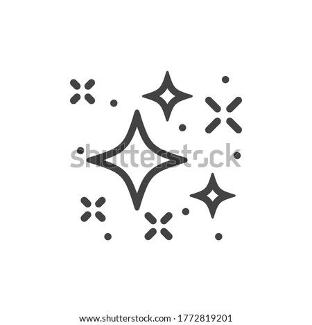 sparkling and twinkling  icons in line style, sparkling isolated on white background, vector illustration