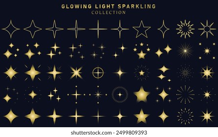 SPARKLING VECTOR COLLECTION, GLOWING LIGHT SET, DESIGN ELEMENTS