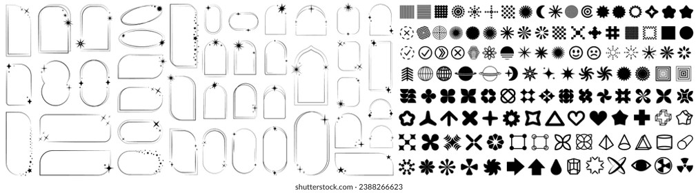 Sparkling vector frame set with y2k element