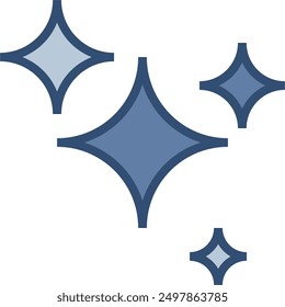 sparkling vector icon transparent background. replaceable blue color design