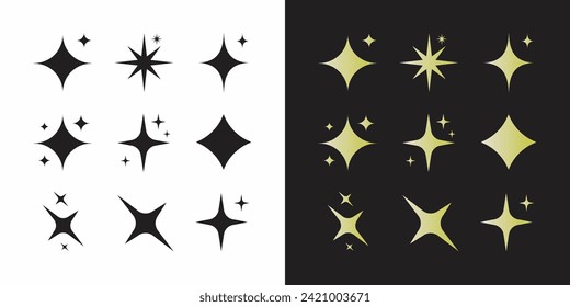 sparkling vector set, sparkling icon set, abstract stars shine icon set, futuristic sparkling icon set