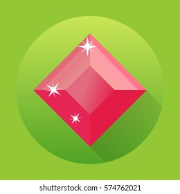 Sparkling Vivid Blazing Ruby Stone in flat design with beautiful colors.