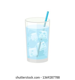 Sparkling water in glass on white background.