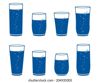 Sparkling Water Glass Set On White Background