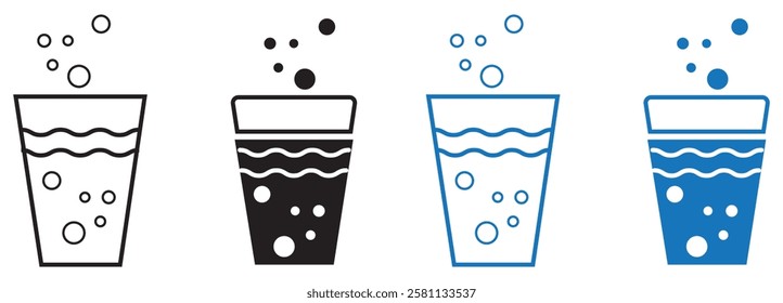 Sparkling water icon on transparent background vector stock illustration