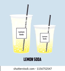 The sparkling water lemon flavors with beautiful gradient colors and black straw. The big and small size cup. 