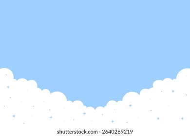 sparkling white clouds on bright blue sky