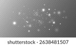 Sparkling white dust particles. Light effect of glare and stars. On transparent background. Vector EPS 10.