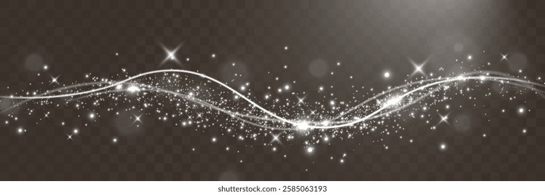 	
Sparkling white light particles on transparent background, glowing stars and dust effect, festive glitter overlay, magical illumination, digital abstract decoration.