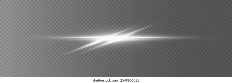 Sparkling white lines magical light of laser beam.
