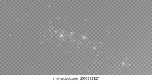 A sparkling white magic dust effect with glowing bokeh lights and twinkling particles on a transparent background, ideal for fantasy and festive designs.