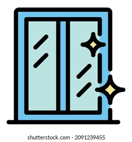 Sparkling window icon. Outline sparkling window vector icon color flat isolated