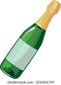 Sparkling Wine Bottle Cartoon Icon. Champagne Drink