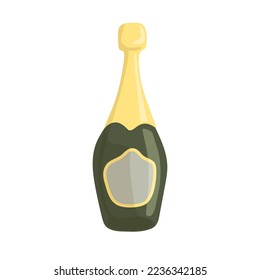 Sparkling wine bottle cartoon icon. Champagne drink