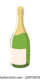 Sparkling Wine. Wine bottle. Vector illustration.